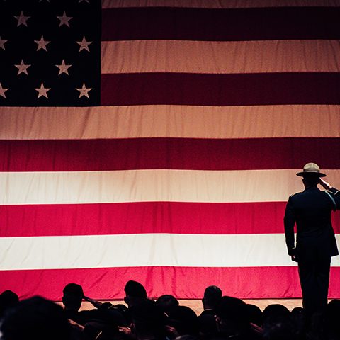 saluting the flag